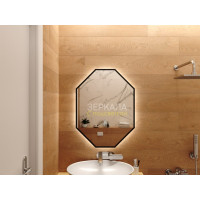 Зеркало с парящей подсветкой для ванной комнаты в черной рамке Валенза Блэк